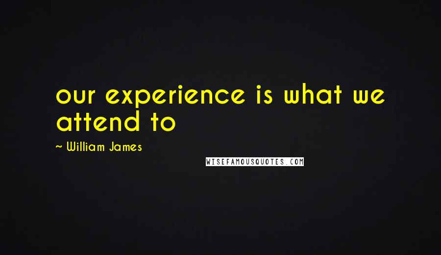 William James quotes: our experience is what we attend to