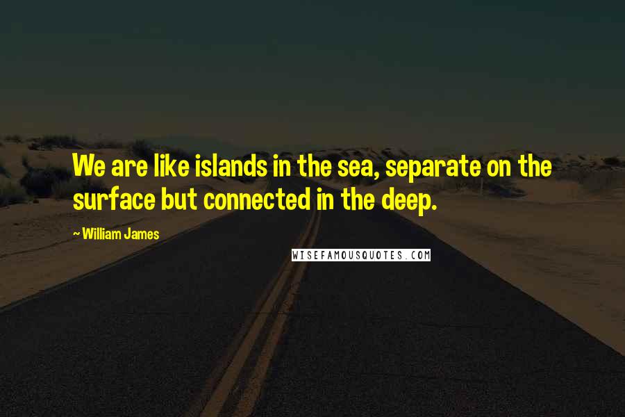 William James quotes: We are like islands in the sea, separate on the surface but connected in the deep.