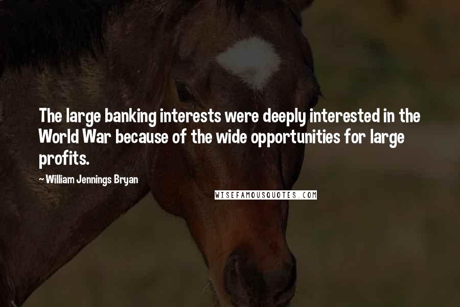 William Jennings Bryan quotes: The large banking interests were deeply interested in the World War because of the wide opportunities for large profits.
