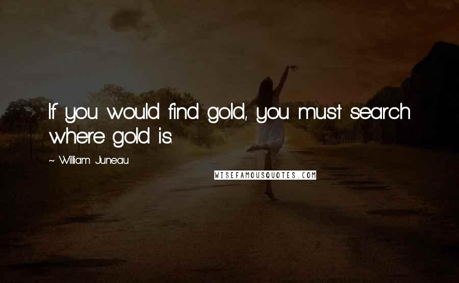 William Juneau quotes: If you would find gold, you must search where gold is.