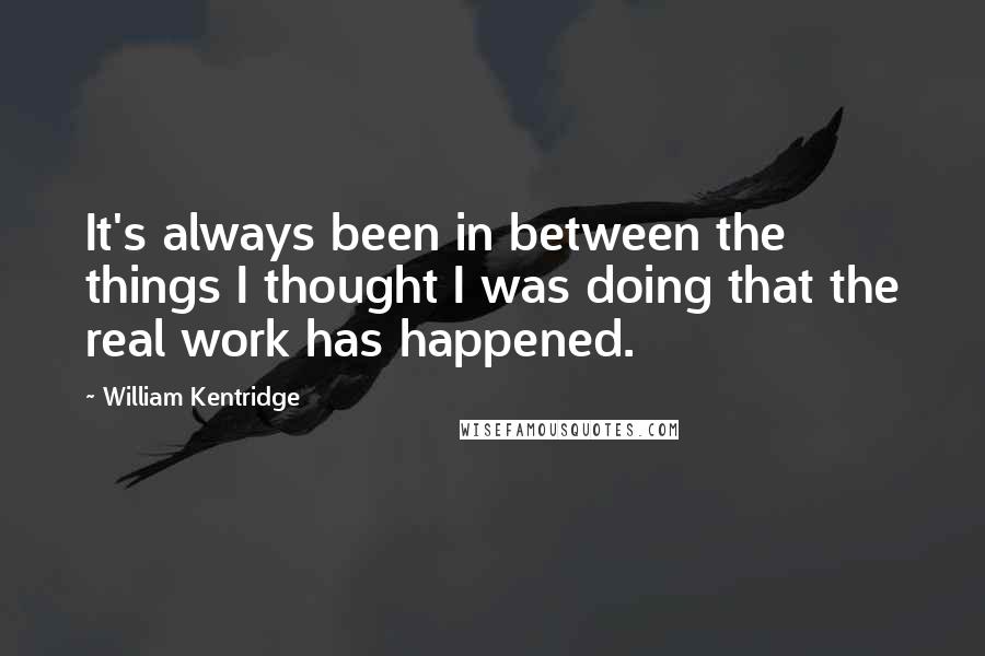 William Kentridge quotes: It's always been in between the things I thought I was doing that the real work has happened.