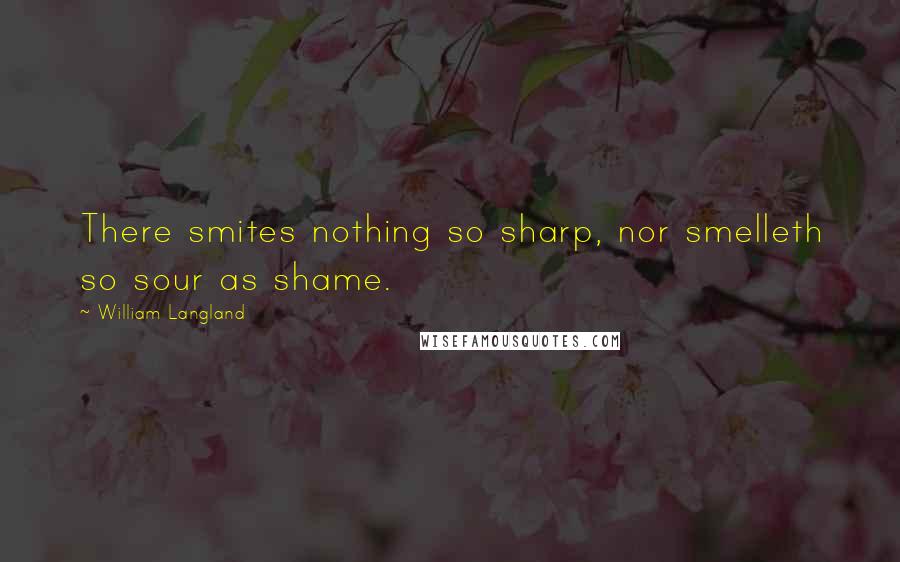 William Langland quotes: There smites nothing so sharp, nor smelleth so sour as shame.