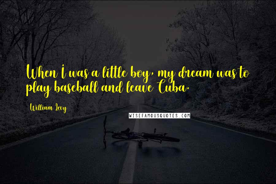 William Levy quotes: When I was a little boy, my dream was to play baseball and leave Cuba.