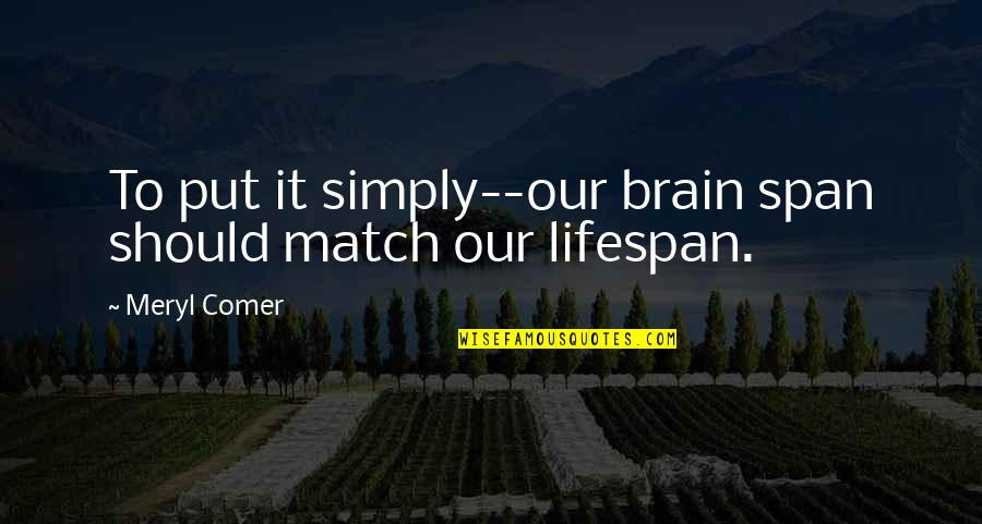 William Mckinley Quotes By Meryl Comer: To put it simply--our brain span should match