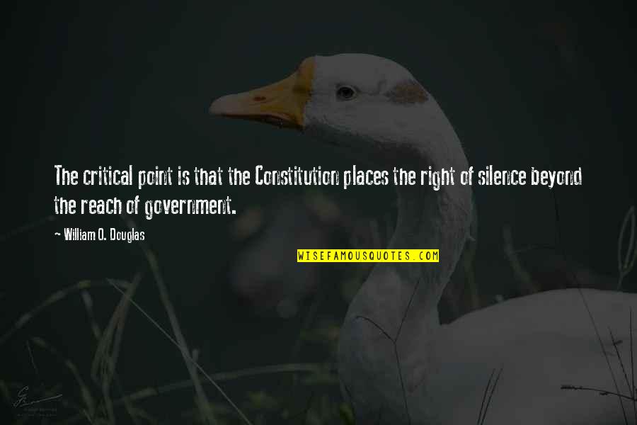 William O Douglas Quotes By William O. Douglas: The critical point is that the Constitution places