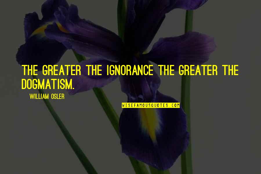William Osler Quotes By William Osler: The greater the ignorance the greater the dogmatism.