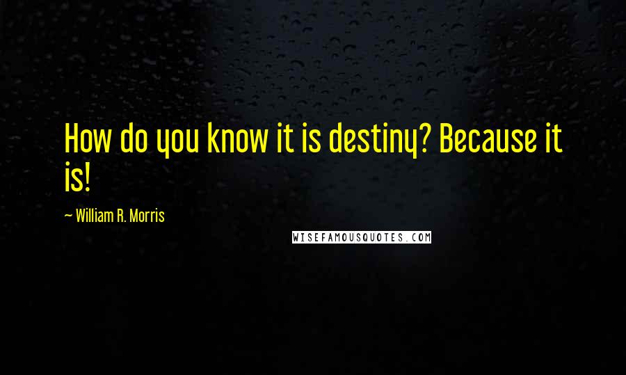 William R. Morris quotes: How do you know it is destiny? Because it is! William R. Morris quotes: How do you know it is destiny? Because it is!