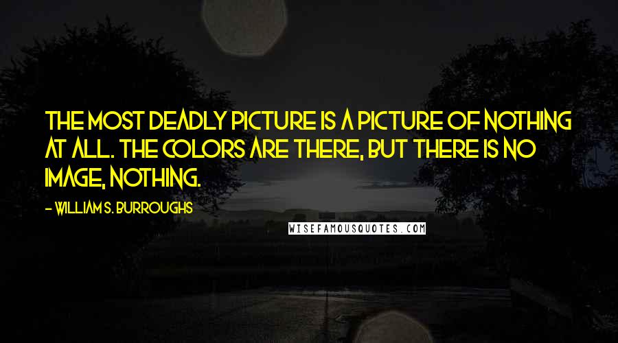 William S. Burroughs quotes: The most deadly picture is a picture of nothing at all. The colors are there, but there is no image, nothing.