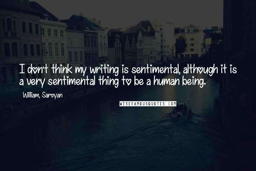 William, Saroyan quotes: I don't think my writing is sentimental, although it is a very sentimental thing to be a human being.