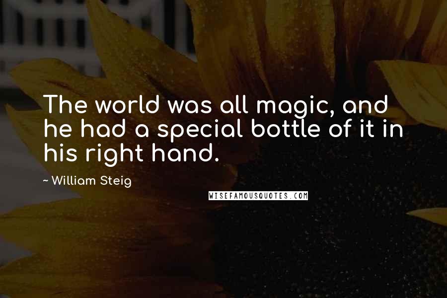 William Steig quotes: The world was all magic, and he had a special bottle of it in his right hand.