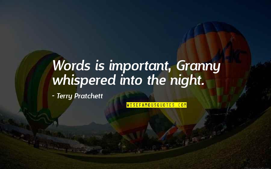 William Symington Quotes By Terry Pratchett: Words is important, Granny whispered into the night.