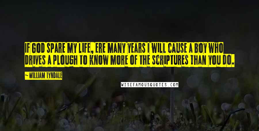 William Tyndale quotes: If God spare my life, ere many years I will cause a boy who drives a plough to know more of the scriptures than you do.