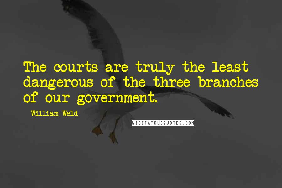 William Weld quotes: The courts are truly the least dangerous of the three branches of our government.