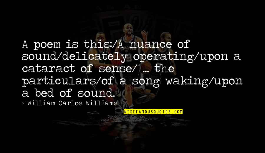 William Williams Quotes By William Carlos Williams: A poem is this:/A nuance of sound/delicately operating/upon William Williams Quotes By William Carlos Williams: A poem is this:/A nuance of sound/delicately operating/upon