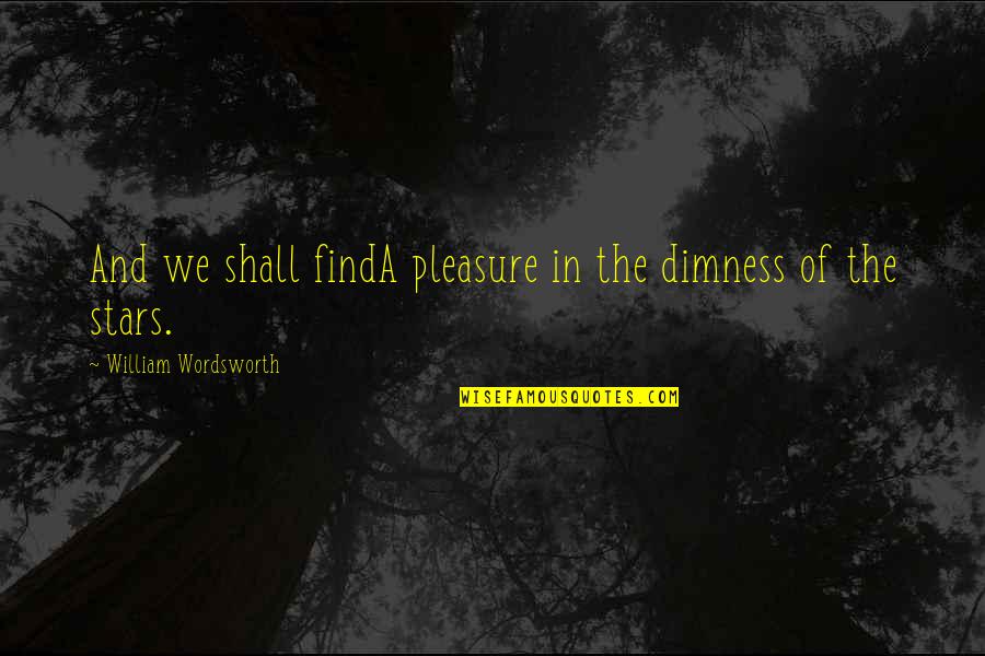 William Wordsworth Quotes By William Wordsworth: And we shall findA pleasure in the dimness