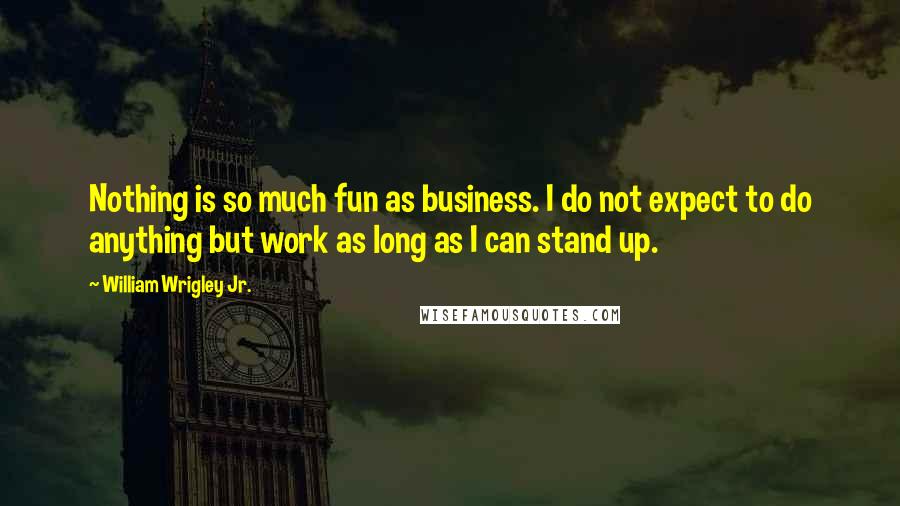 William Wrigley Jr. quotes: Nothing is so much fun as business. I do not expect to do anything but work as long as I can stand up.