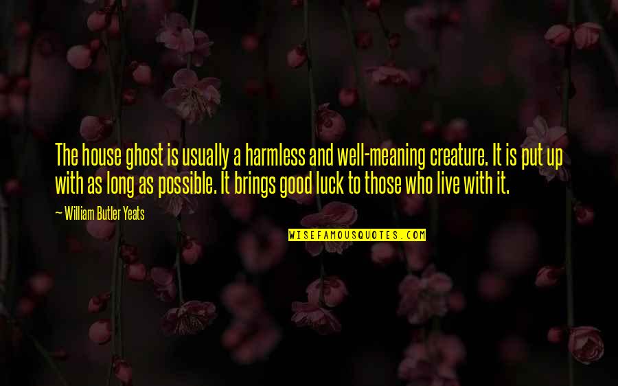 William Yeats Quotes By William Butler Yeats: The house ghost is usually a harmless and William Yeats Quotes By William Butler Yeats: The house ghost is usually a harmless and