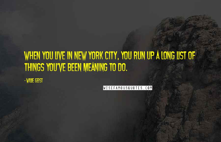 Willie Geist quotes: When you live in New York City, you run up a long list of things you've been meaning to do.