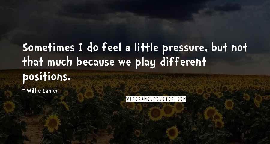 Willie Lanier quotes: Sometimes I do feel a little pressure, but not that much because we play different positions.