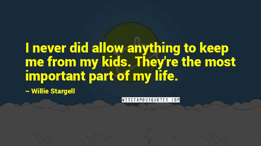 Willie Stargell quotes: I never did allow anything to keep me from my kids. They're the most important part of my life.