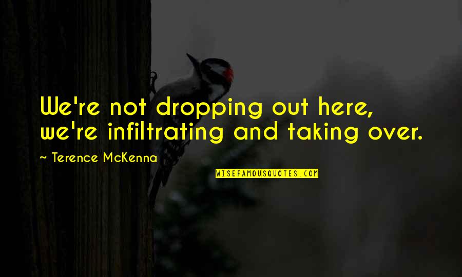 Willow Don Starve Quotes By Terence McKenna: We're not dropping out here, we're infiltrating and Willow Don Starve Quotes By Terence McKenna: We're not dropping out here, we're infiltrating and