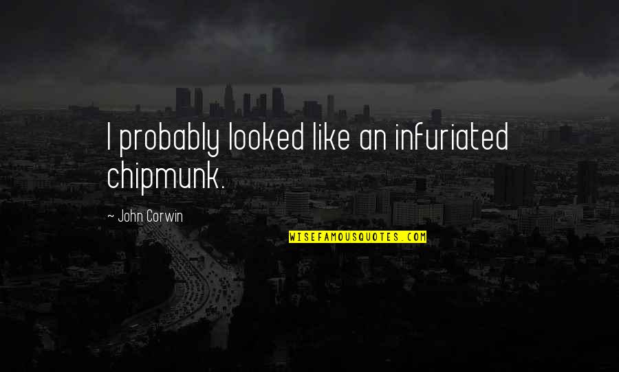Willpower And Success Quotes By John Corwin: I probably looked like an infuriated chipmunk.