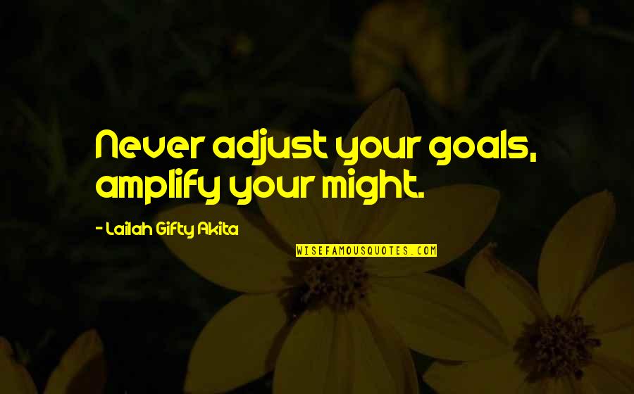 Willpower Quotes By Lailah Gifty Akita: Never adjust your goals, amplify your might.