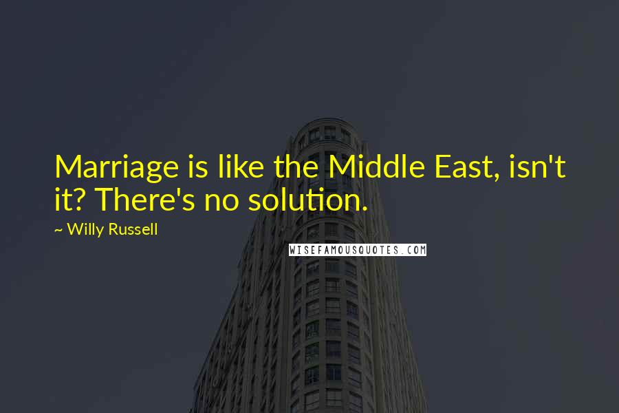 Willy Russell quotes: Marriage is like the Middle East, isn't it? There's no solution.