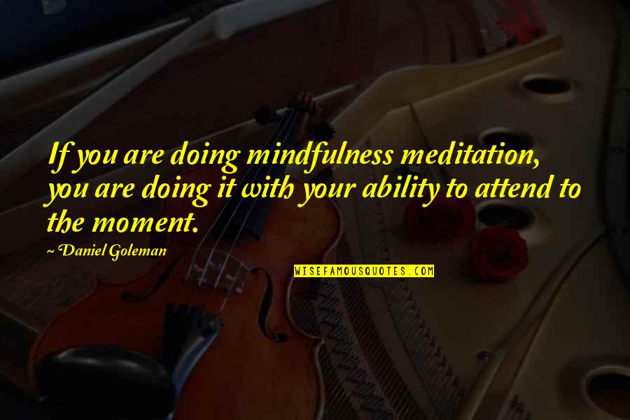 Wilsdorf And Davis Quotes By Daniel Goleman: If you are doing mindfulness meditation, you are