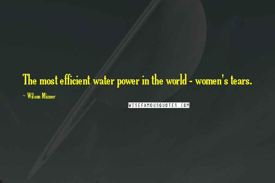 Wilson Mizner quotes: The most efficient water power in the world - women's tears.