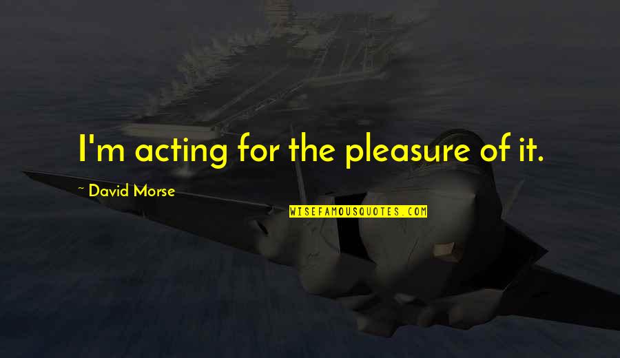 Wim Duisenberg Quotes By David Morse: I'm acting for the pleasure of it.