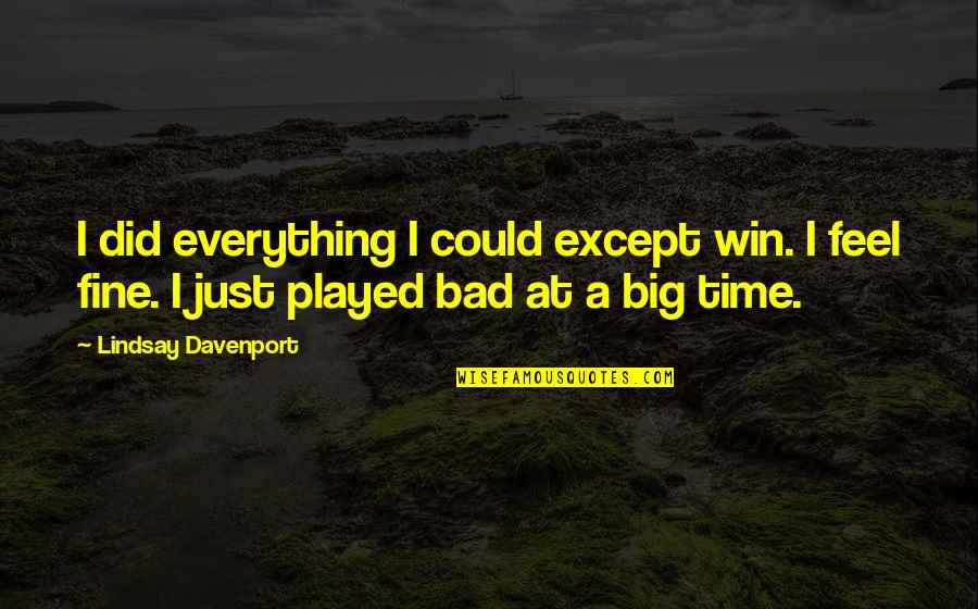 Win Big Quotes By Lindsay Davenport: I did everything I could except win. I