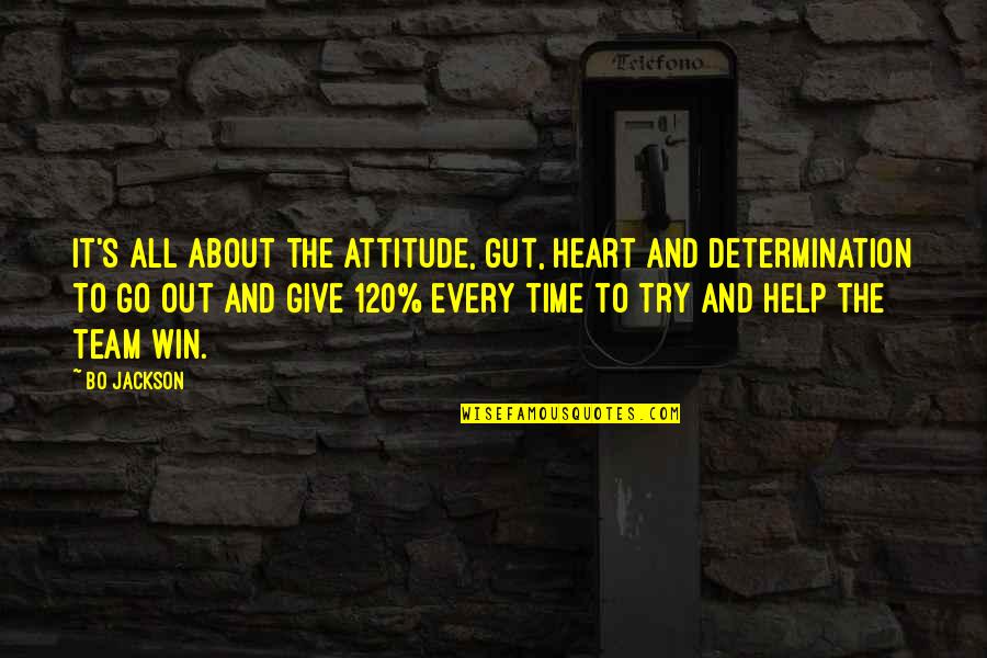 Win Win Attitude Quotes By Bo Jackson: It's all about the attitude, gut, heart and
