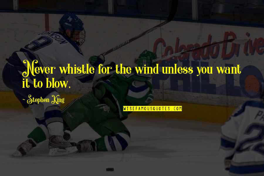 Wind Blow Quotes By Stephen King: Never whistle for the wind unless you want