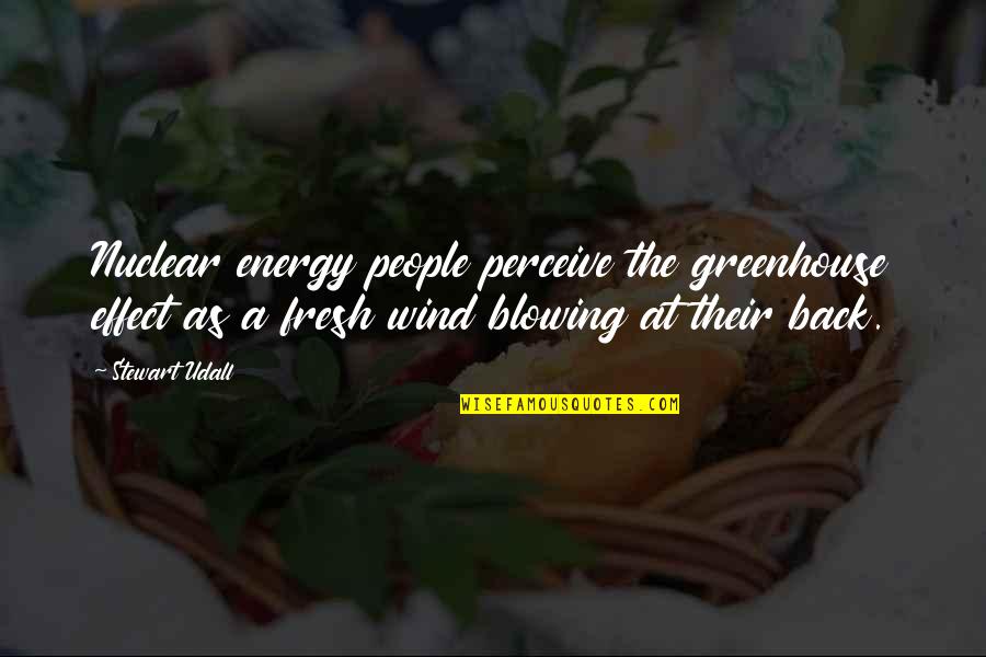 Wind Blowing Quotes By Stewart Udall: Nuclear energy people perceive the greenhouse effect as