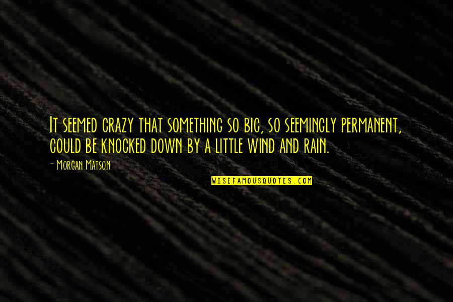 Wind Knocked Out Quotes By Morgan Matson: It seemed crazy that something so big, so Wind Knocked Out Quotes By Morgan Matson: It seemed crazy that something so big, so