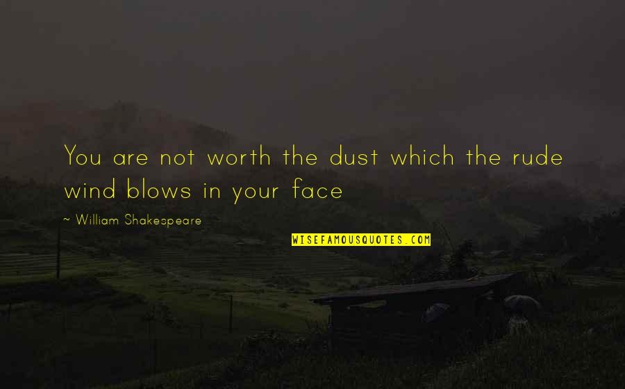 Wind On Face Quotes By William Shakespeare: You are not worth the dust which the