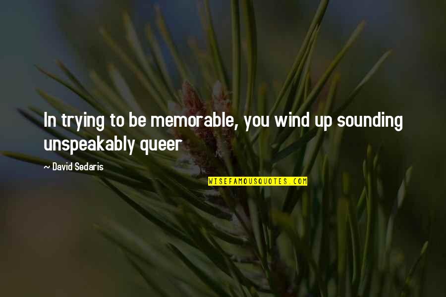 Wind Up In Quotes By David Sedaris: In trying to be memorable, you wind up