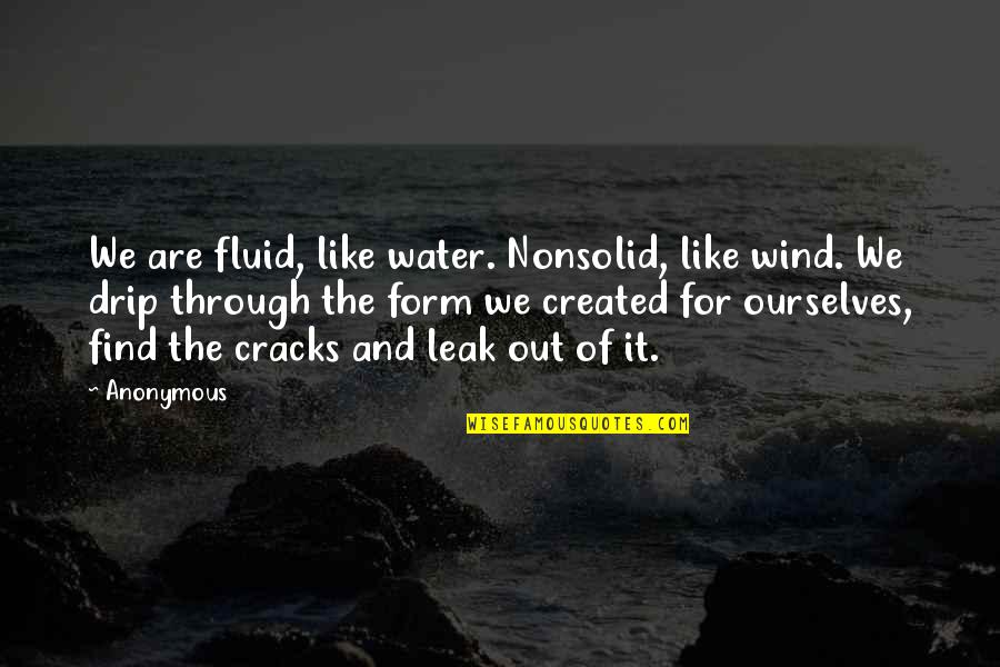 Wind Water Quotes By Anonymous: We are fluid, like water. Nonsolid, like wind.