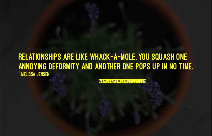 Windridge Vineyards Quotes By Melissa Jensen: Relationships are like Whack-a-Mole. You squash one annoying