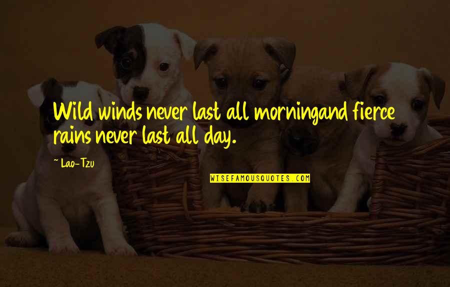Winds In Life Quotes By Lao-Tzu: Wild winds never last all morningand fierce rains