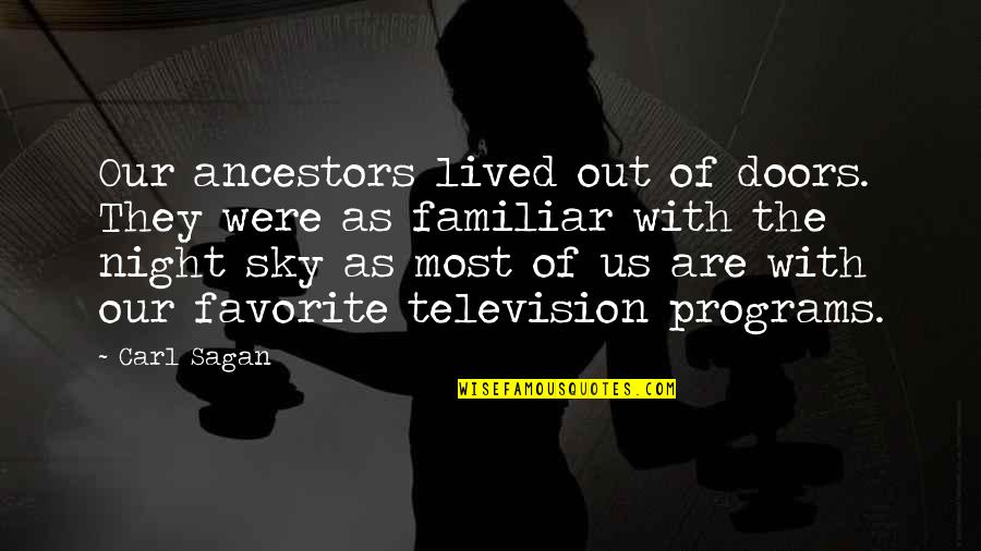 Windswept And Interesting Quote Quotes By Carl Sagan: Our ancestors lived out of doors. They were