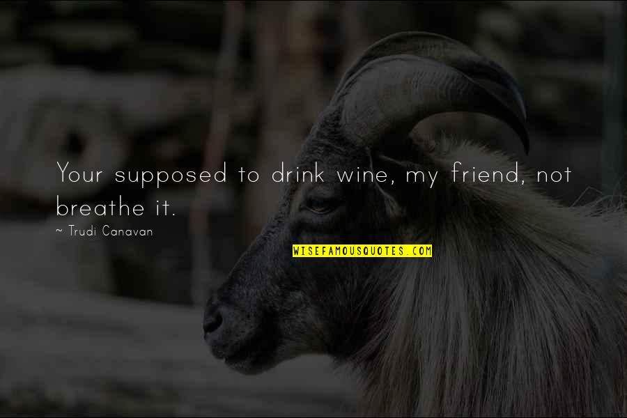 Wine And Friend Quotes By Trudi Canavan: Your supposed to drink wine, my friend, not Wine And Friend Quotes By Trudi Canavan: Your supposed to drink wine, my friend, not
