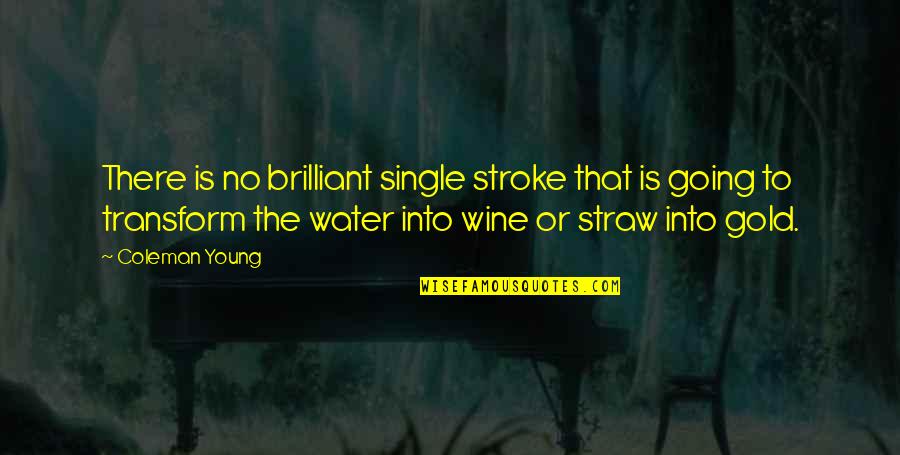 Wine Quotes By Coleman Young: There is no brilliant single stroke that is