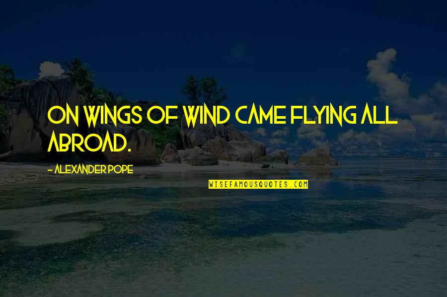 Wings And Flying Quotes By Alexander Pope: On wings of wind came flying all abroad.