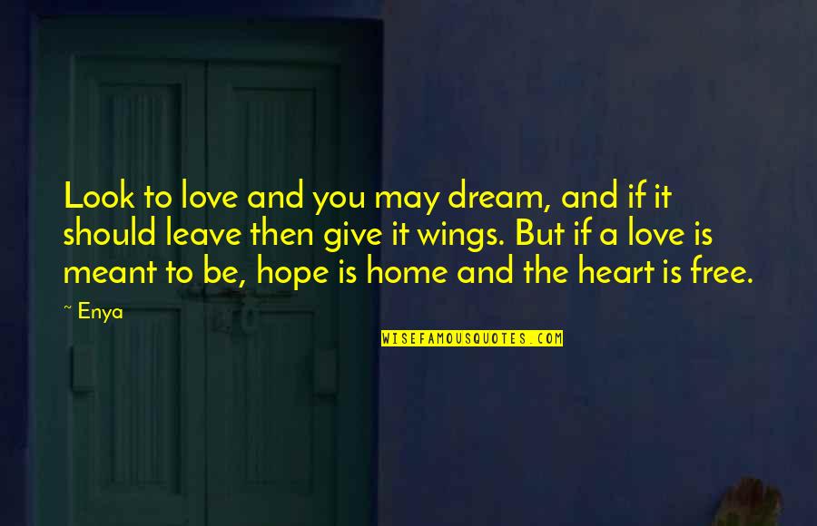 Wings Of Hope Quotes By Enya: Look to love and you may dream, and Wings Of Hope Quotes By Enya: Look to love and you may dream, and
