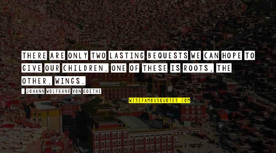 Wings Of Hope Quotes By Johann Wolfgang Von Goethe: There are only two lasting bequests we can Wings Of Hope Quotes By Johann Wolfgang Von Goethe: There are only two lasting bequests we can