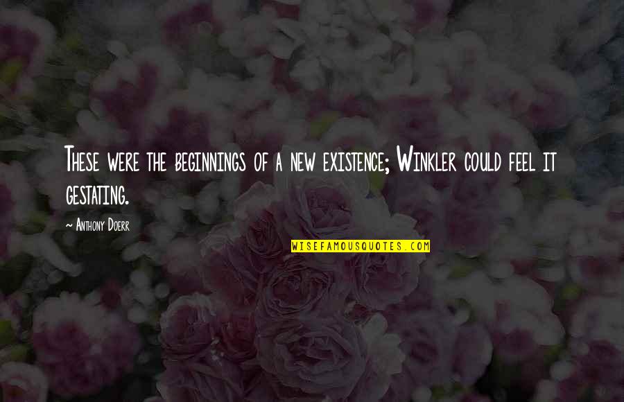 Winkler Quotes By Anthony Doerr: These were the beginnings of a new existence;