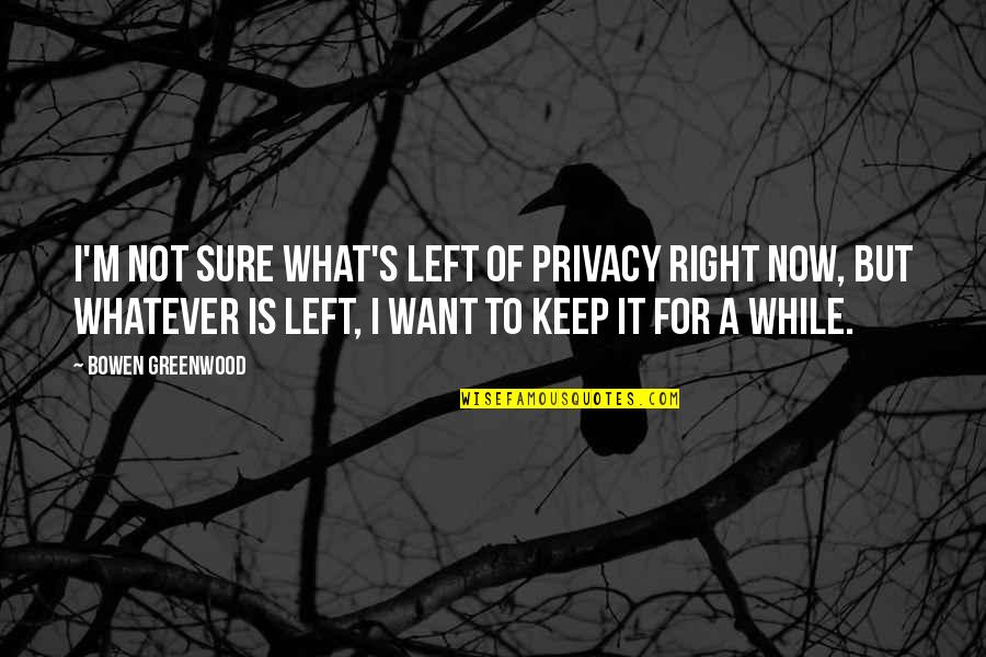 Winky Quotes By Bowen Greenwood: I'm not sure what's left of privacy right Winky Quotes By Bowen Greenwood: I'm not sure what's left of privacy right