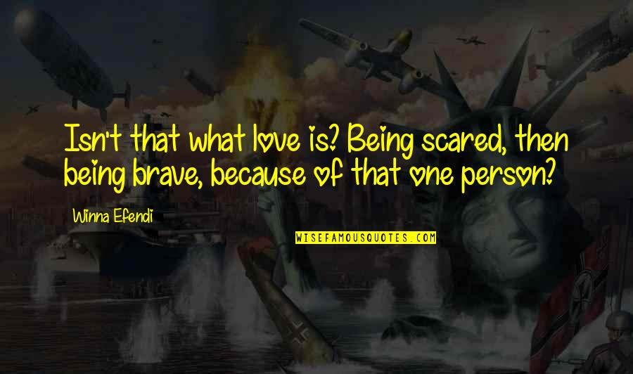 Winna Quotes By Winna Efendi: Isn't that what love is? Being scared, then